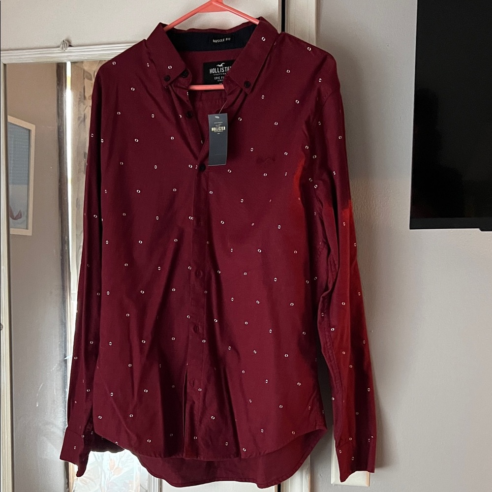 Hollister Burgundy Patterned Shirt